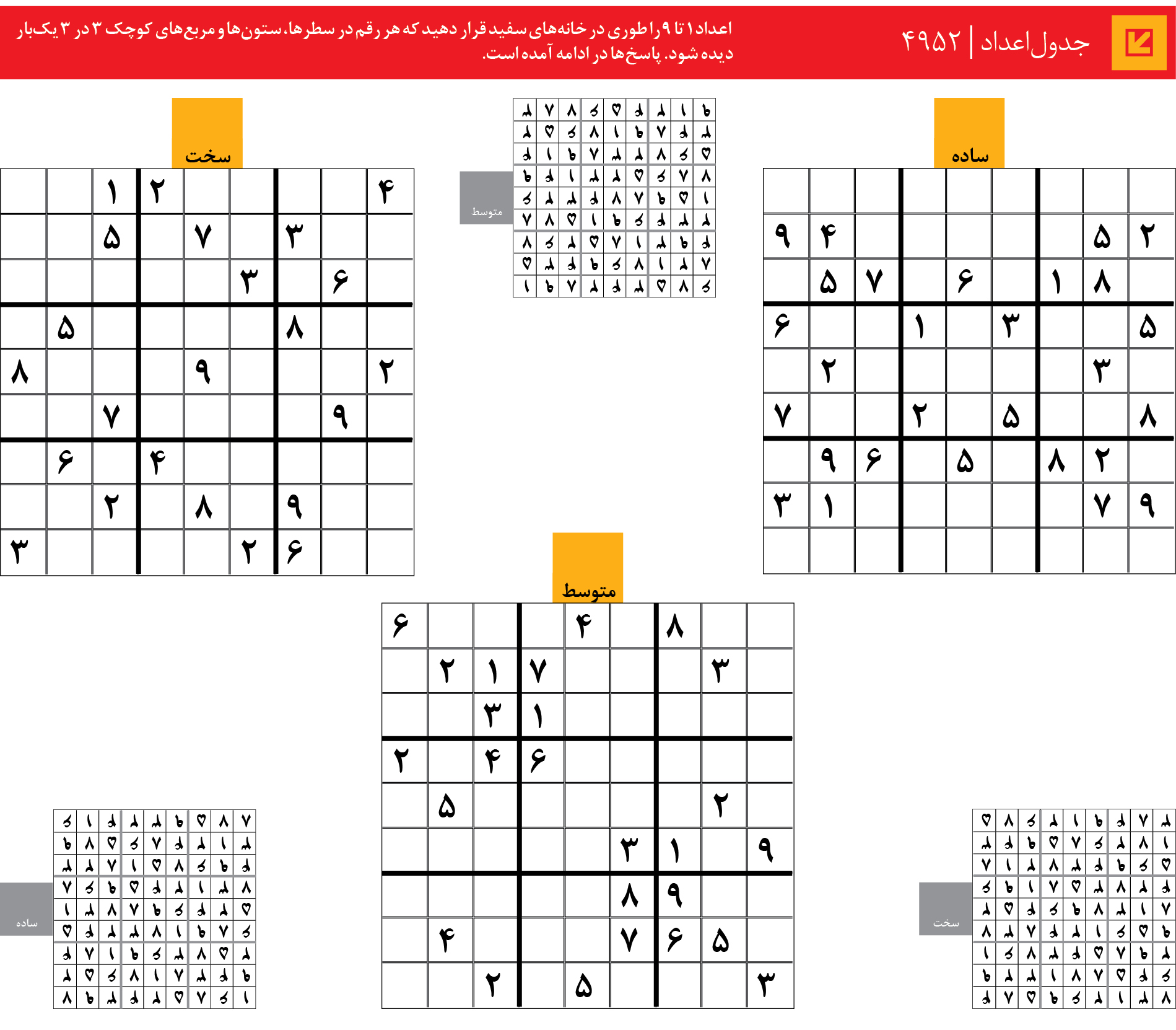 جدول‌اعداد | 4952