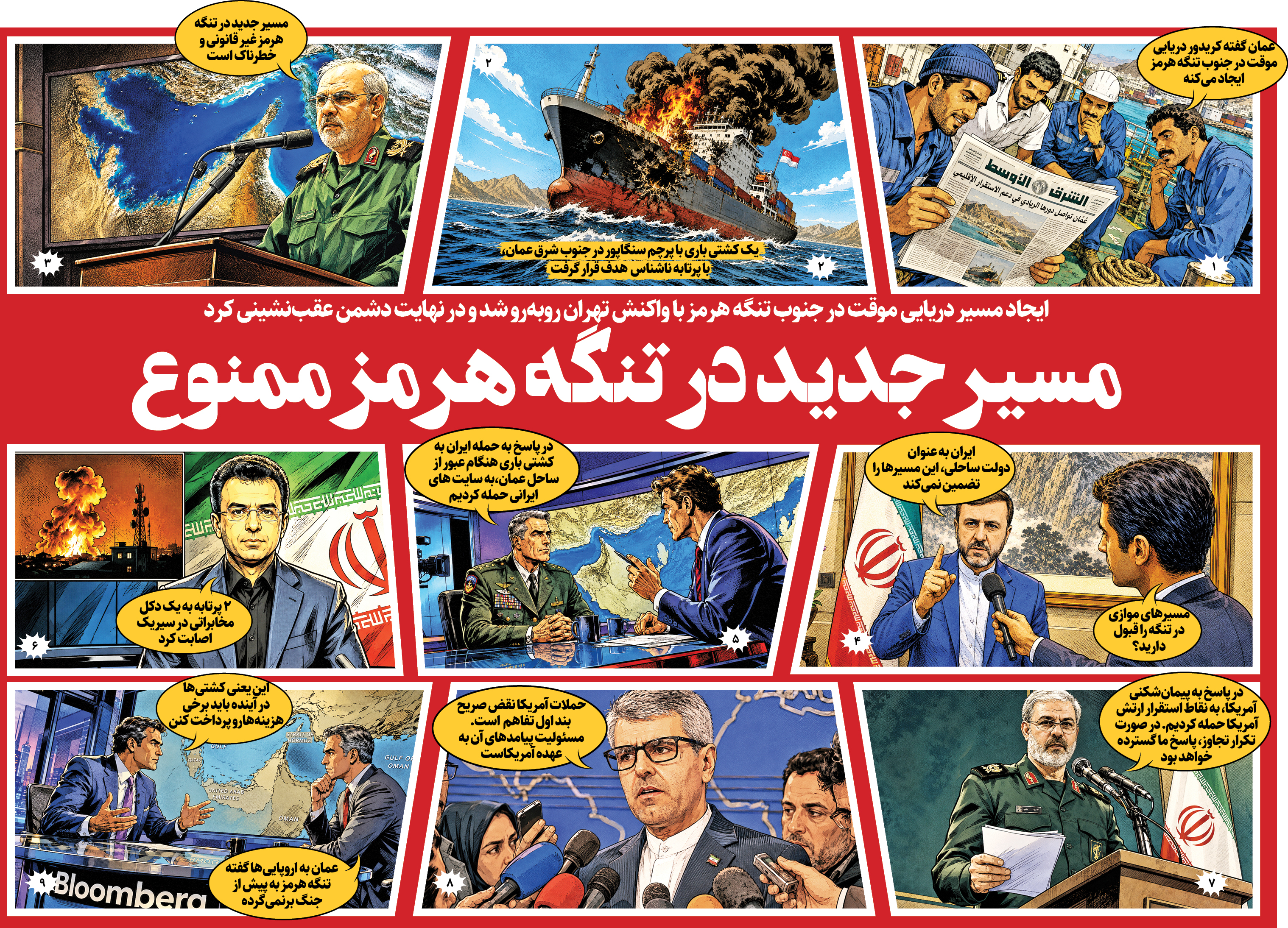 ایجاد مسیر دریایی موقت در جنوب تنگه هرمز با واکنش تهران روبه‌رو شد و در نهایت دشمن عقب‌نشینی کرد